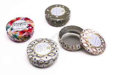 Chiny Premium Voluspa Round Candle Small Tin Boxs z nadrukiem i wytłoczeniem dostawca