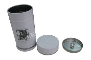 Chiny Cylinder podarunkowy Okrągłe pudełko blaszane z wewnętrzną pokrywką i metalową gałką do przechowywania hermetycznej kawy dostawca