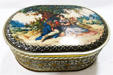 Indywidualne wzornictwo Metalowe puszki kosmetyczne Candy Oval Fancy Tin Box With Logo dostawca