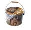 Gift Round Tin Box Peanuts / Candy Storage Metalwire Drewniana rączka dostawca